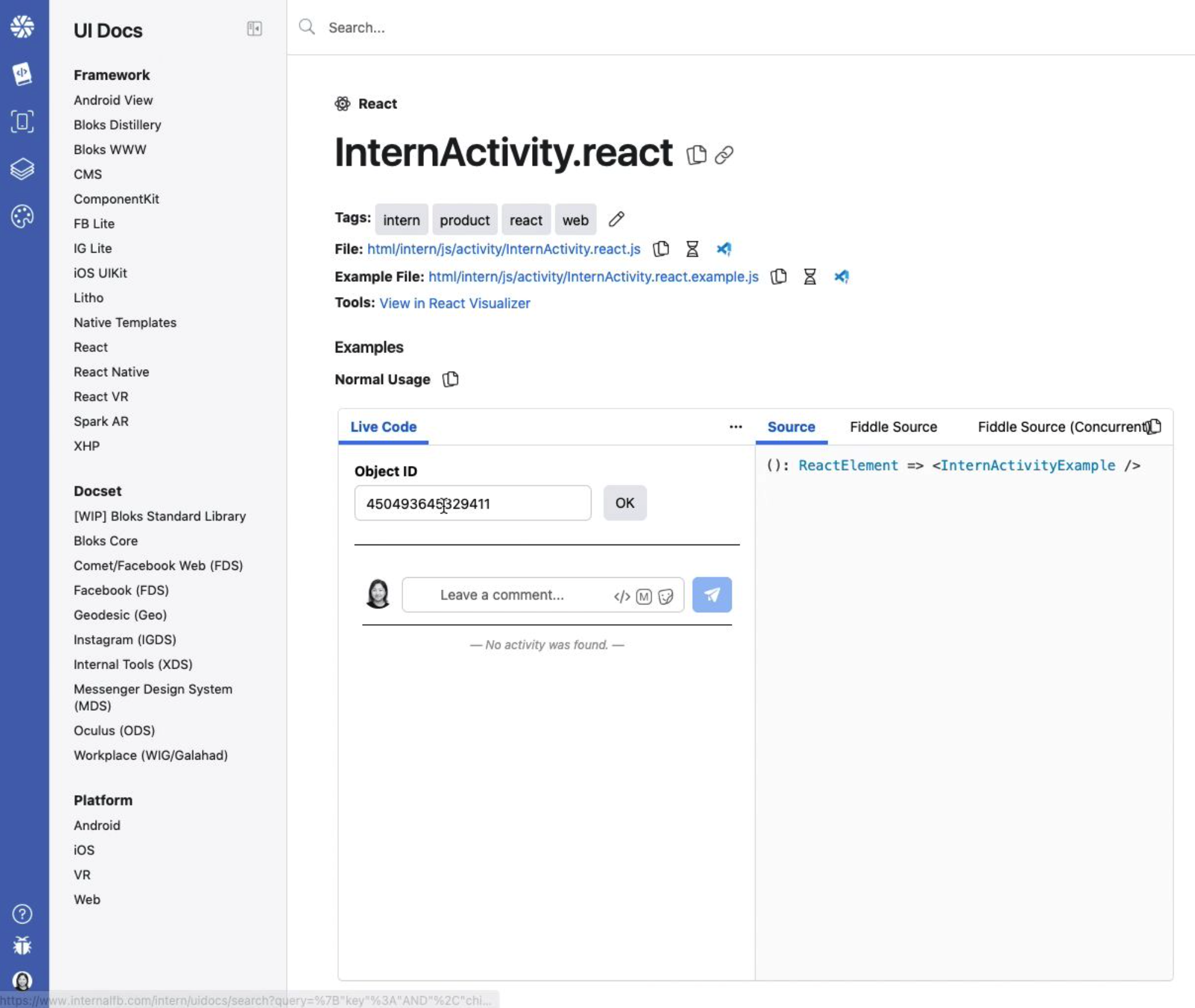 InternActivity component